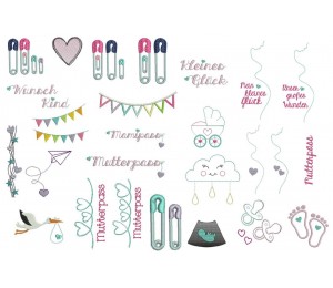 Stickserie - Motive für Mutterpasshüllen & Babygschenke